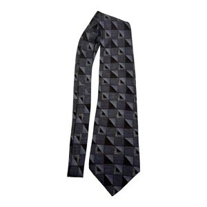 Stafford Executive Mens Grey‎ Black Geometric Silk Tie Made in Italy